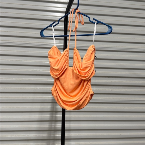 Bailey 44 Orange Draped Halter Top - Picture 1 of 2